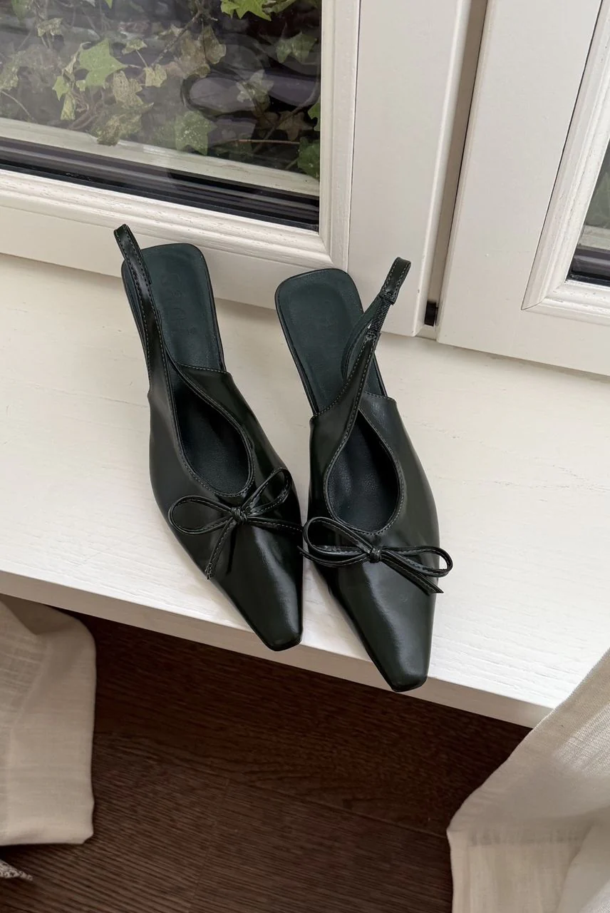 Annie Slingback Heels in Fall Green - Image 4