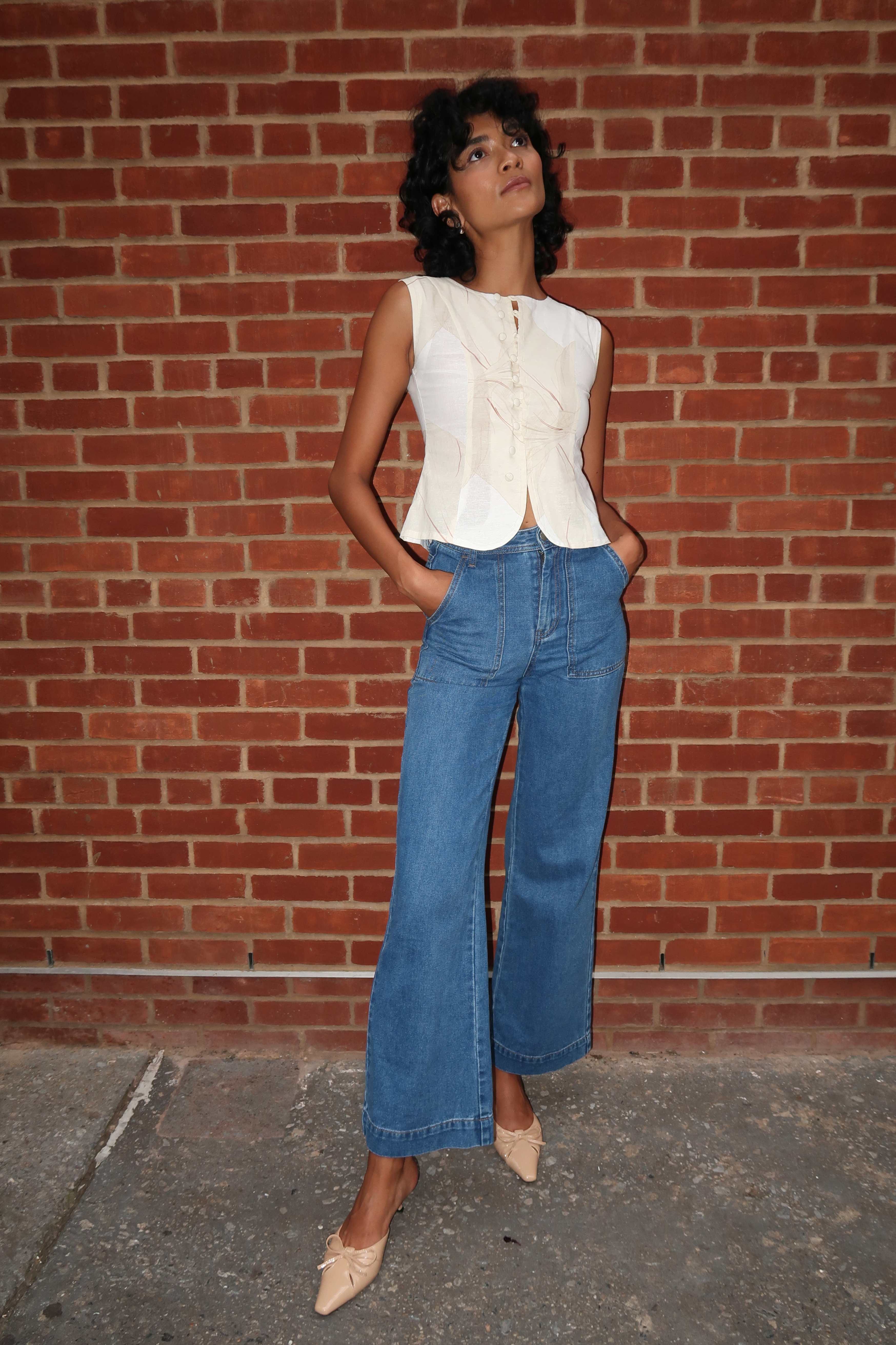 Brooklyn Flare Jeans in Medium Blue - Image 9