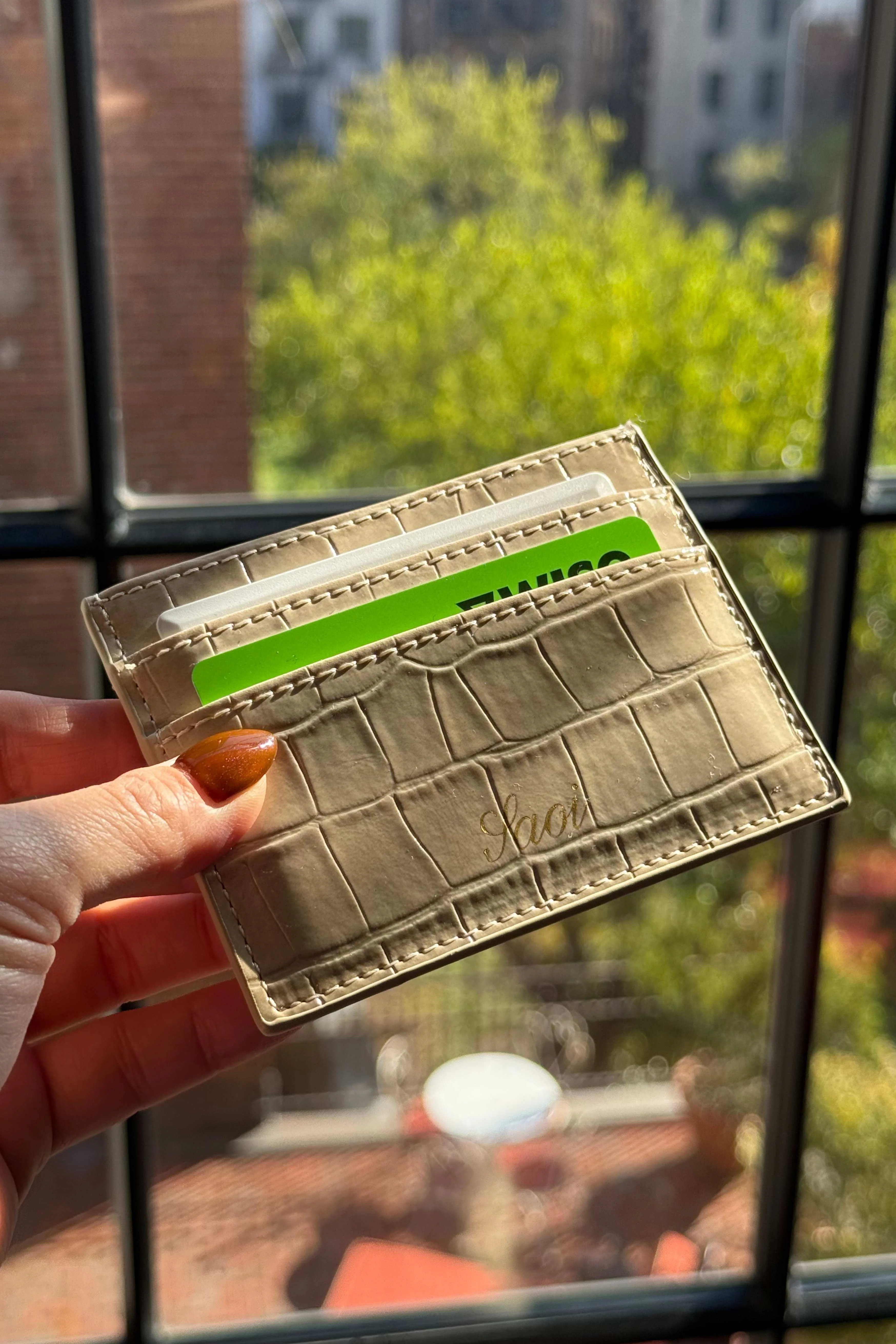 Card Holder in Croc Vanilla - Image 2