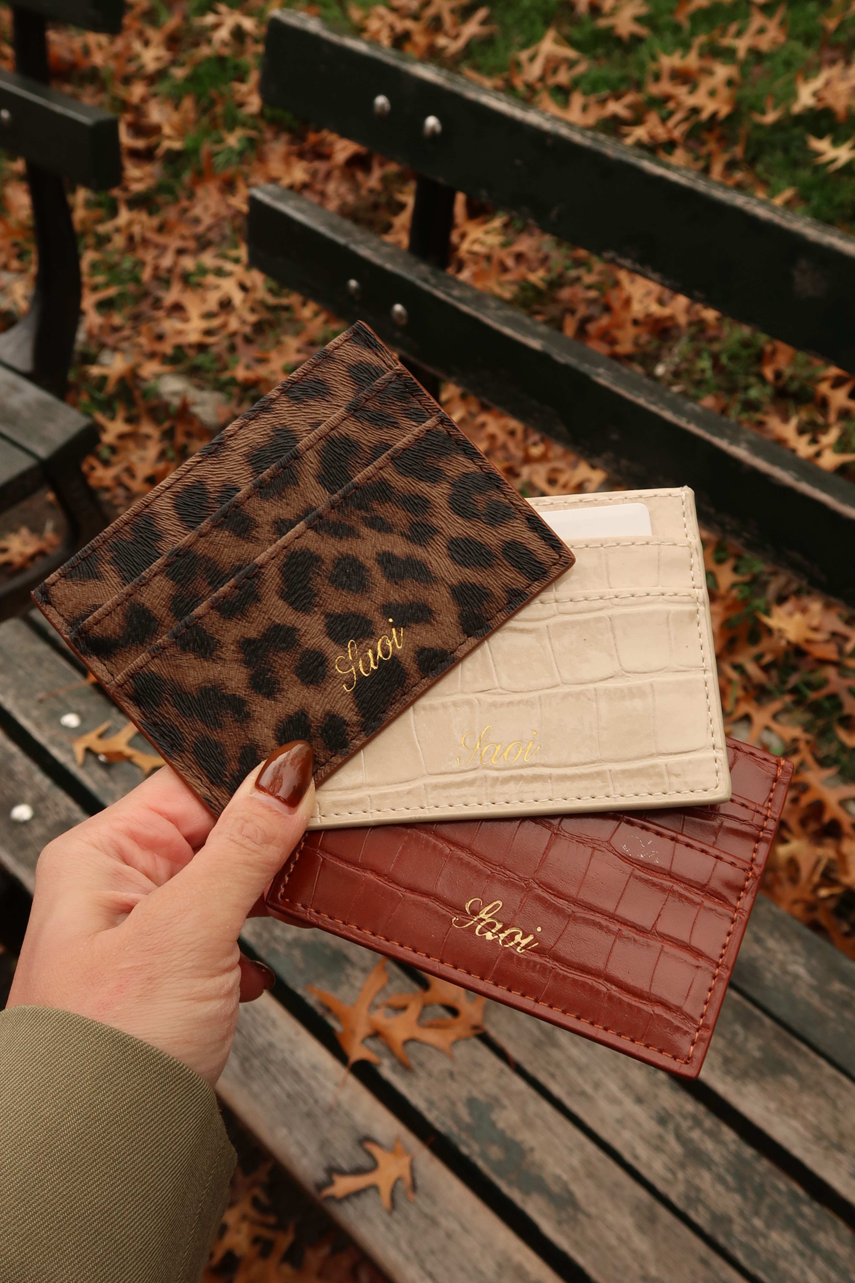 Card Holder in Croc Vanilla - Image 4
