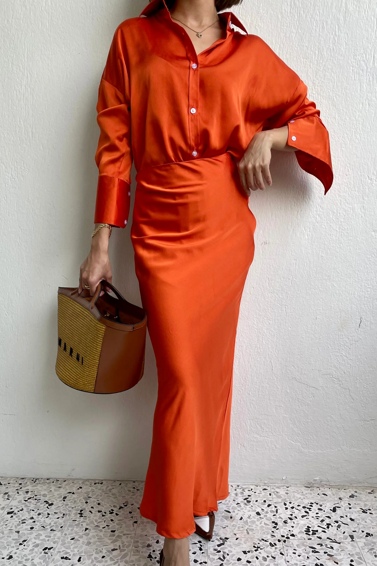 Classic Shirt in Mandarin Orange - Image 3