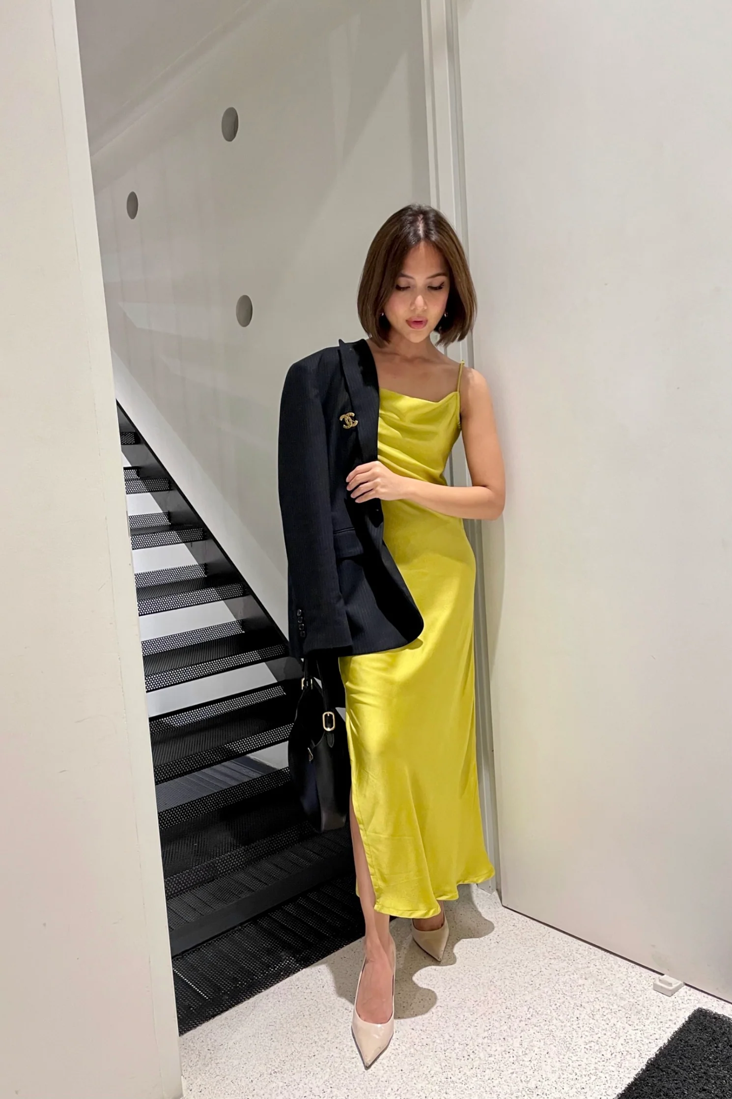Classic Slip Dress in Calamansi Green - Image 3