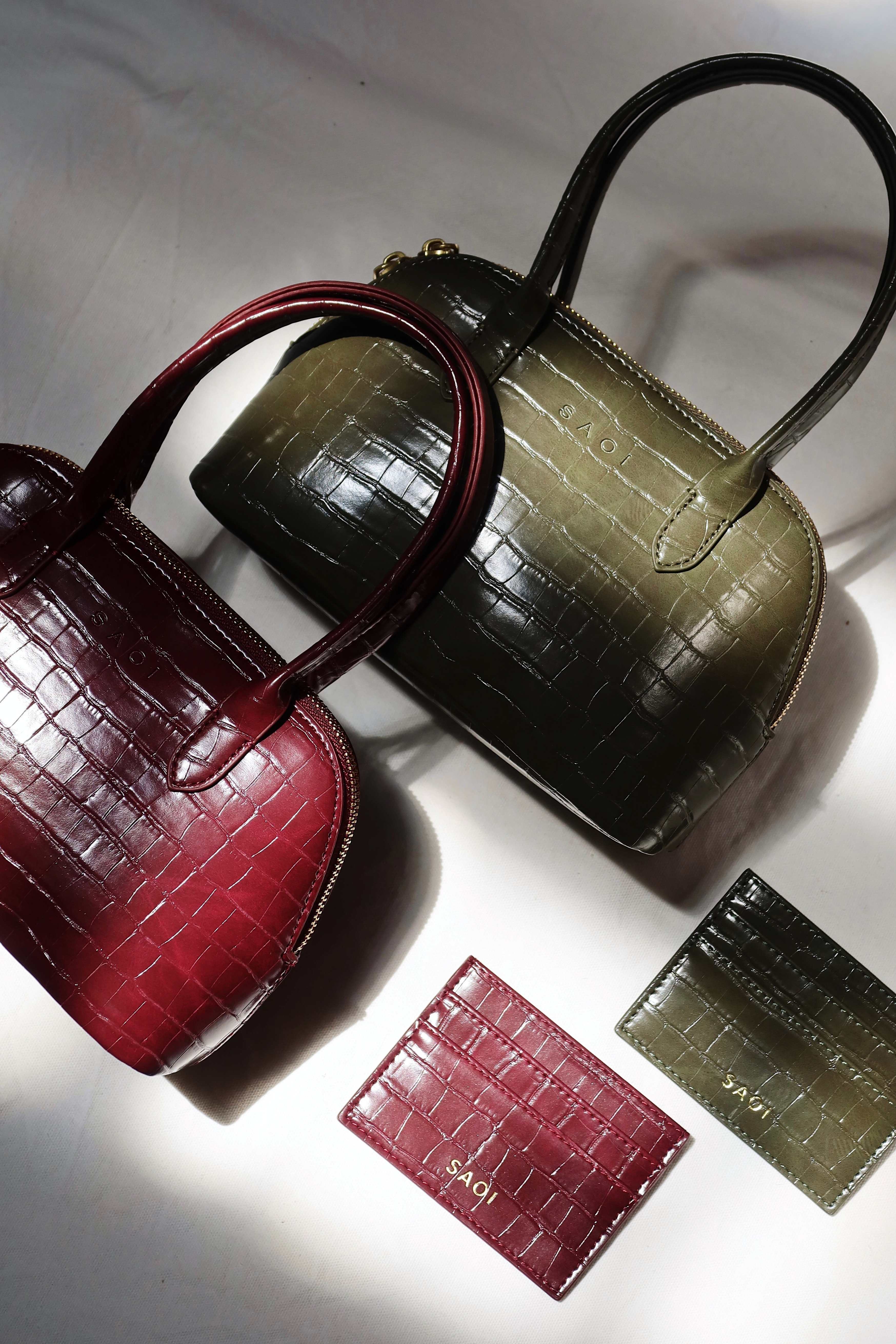 Elsa Bag in Croc Burgundy - Image 5
