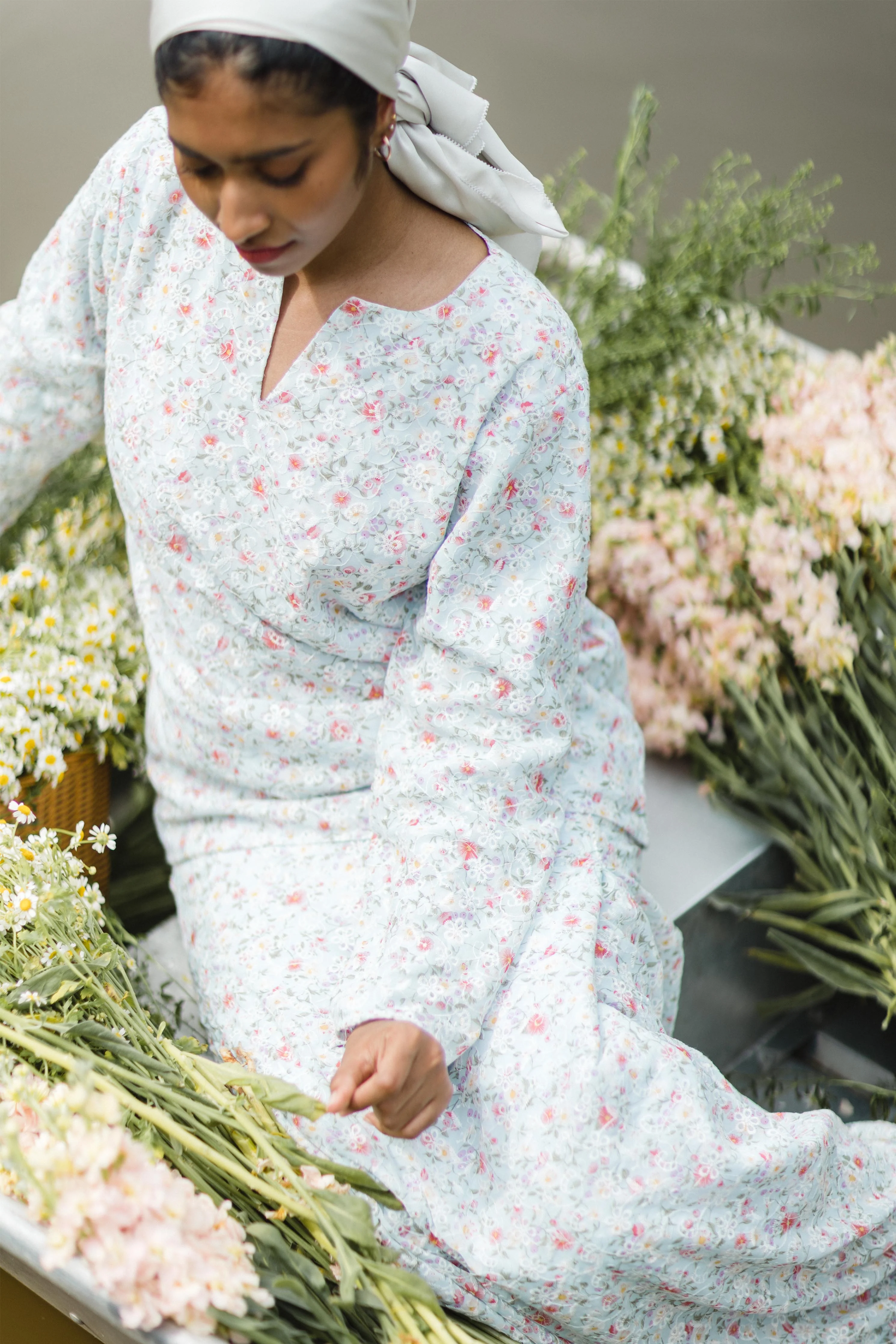 Embroidered Kurung Kedah in Angan Angan Blue - Image 4