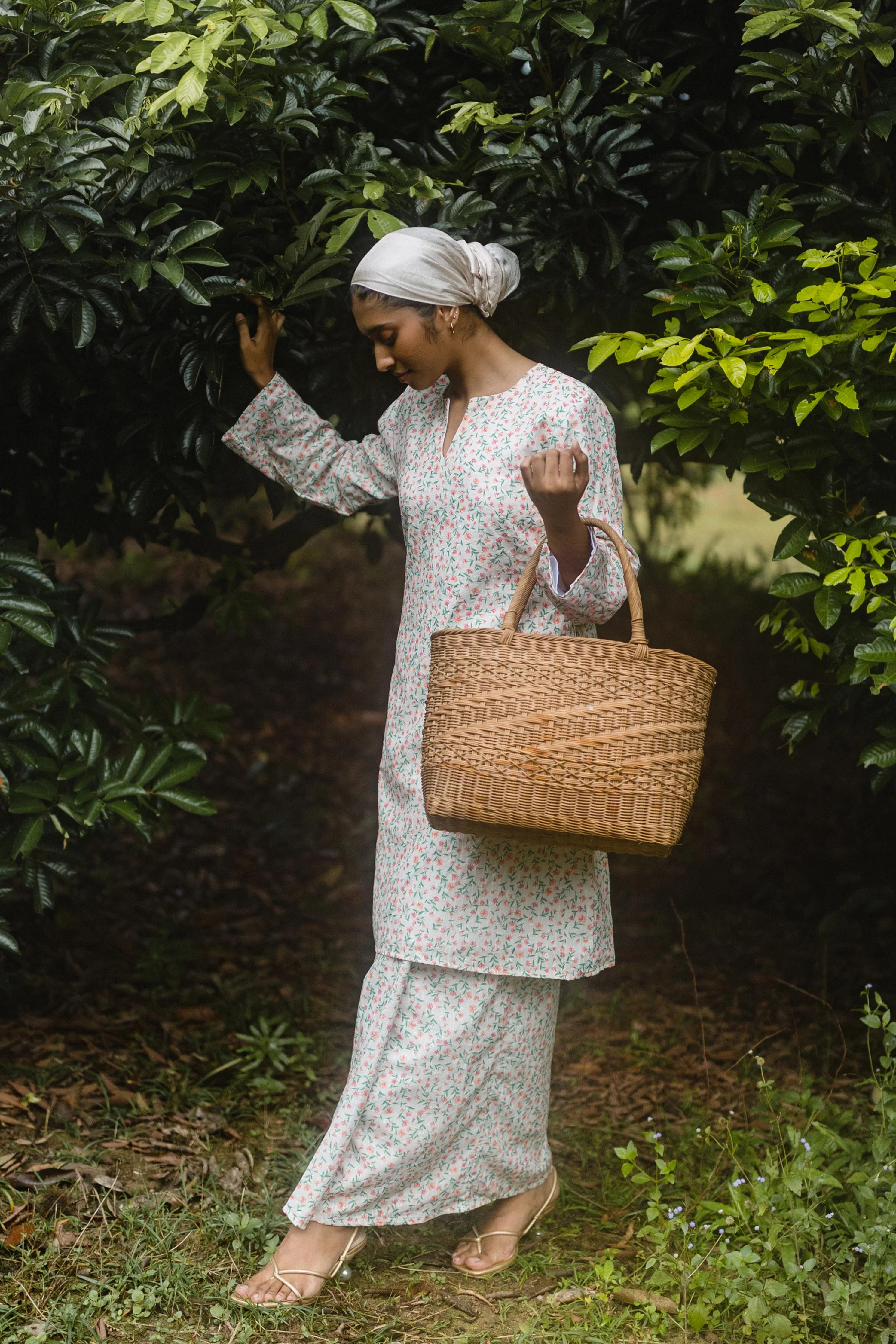 Embroidered Kurung Klasik in Seperti Senja Orange - Image 6