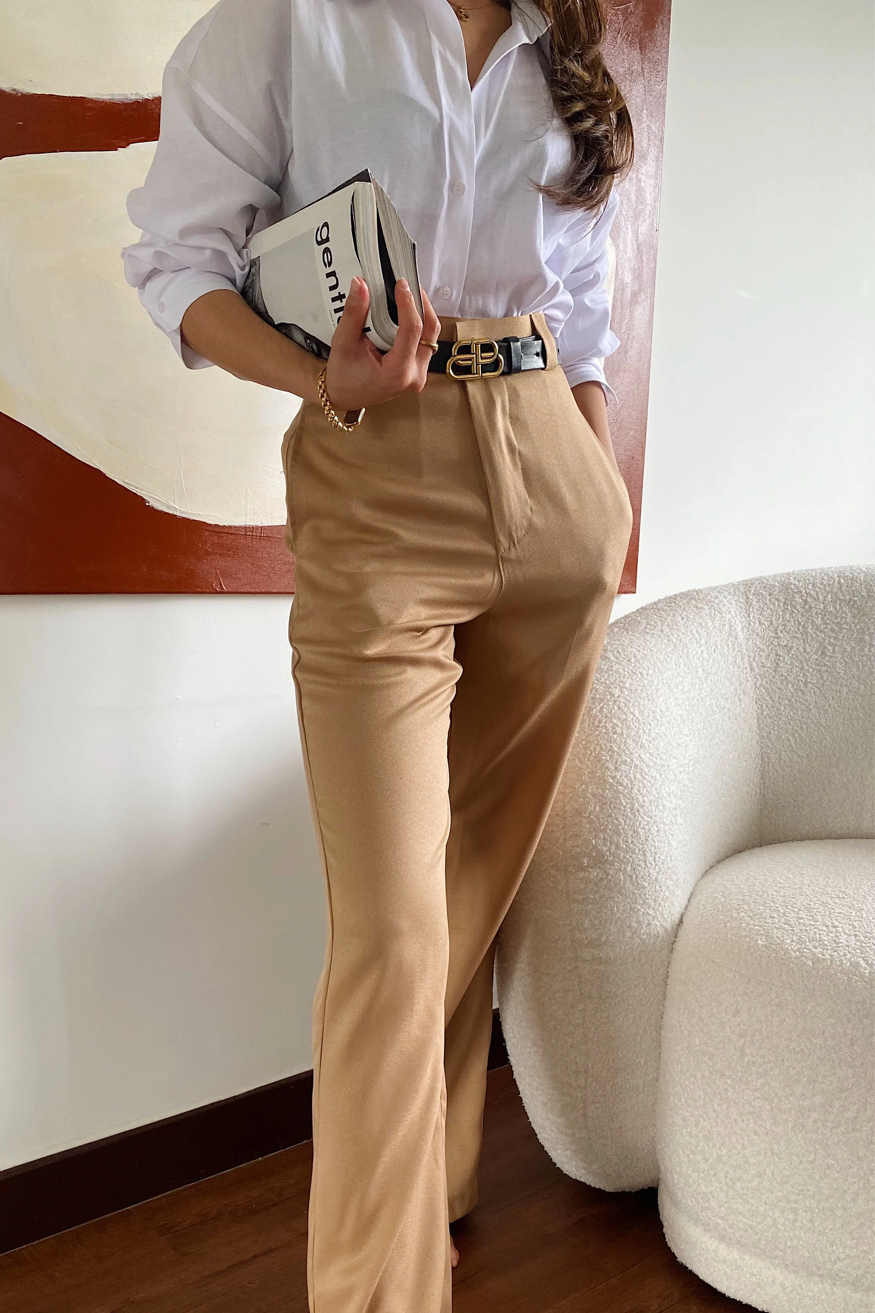 Flores Pants in Almond Brown - Image 3