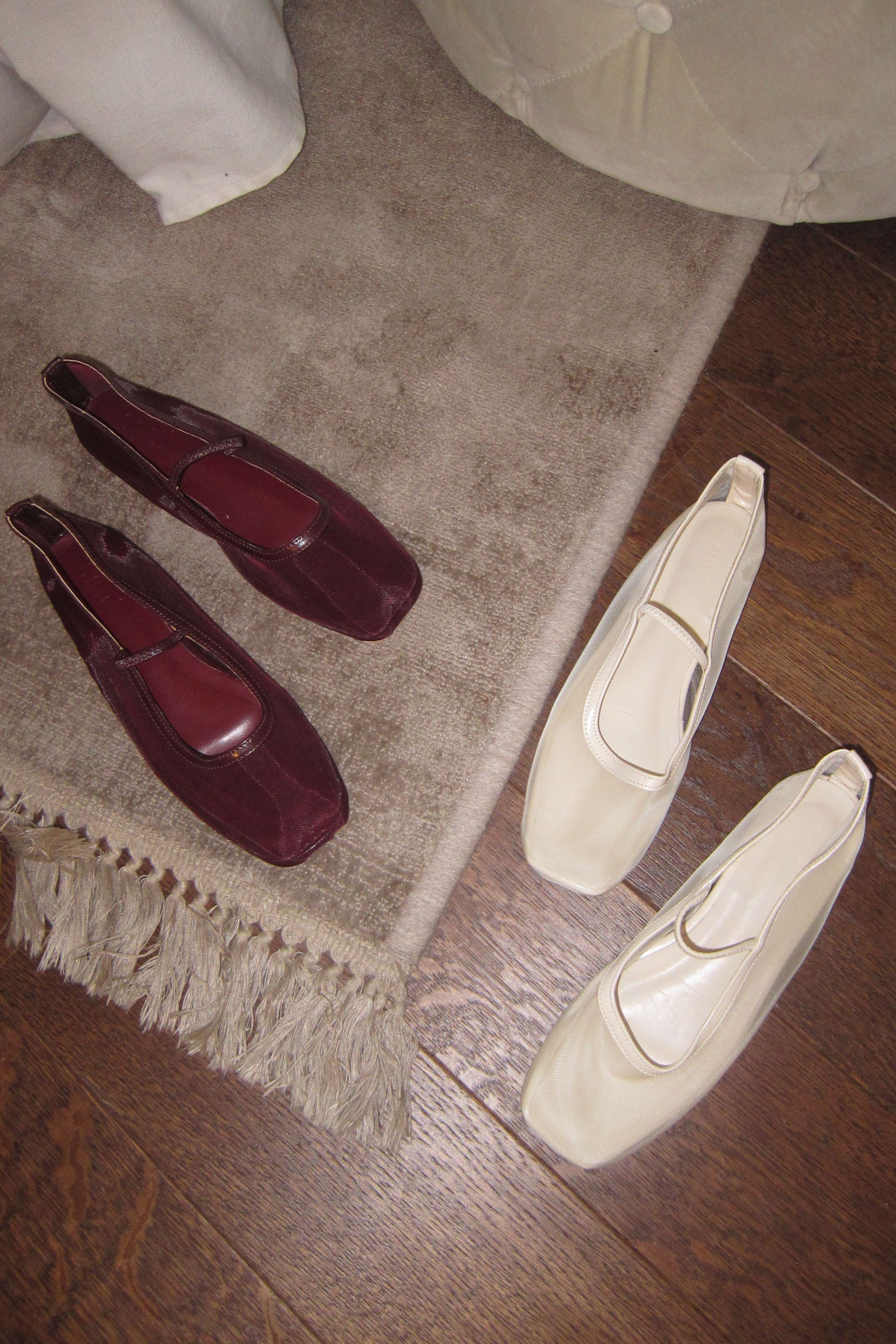 Janet Mesh Flats in Burgundy - Image 6
