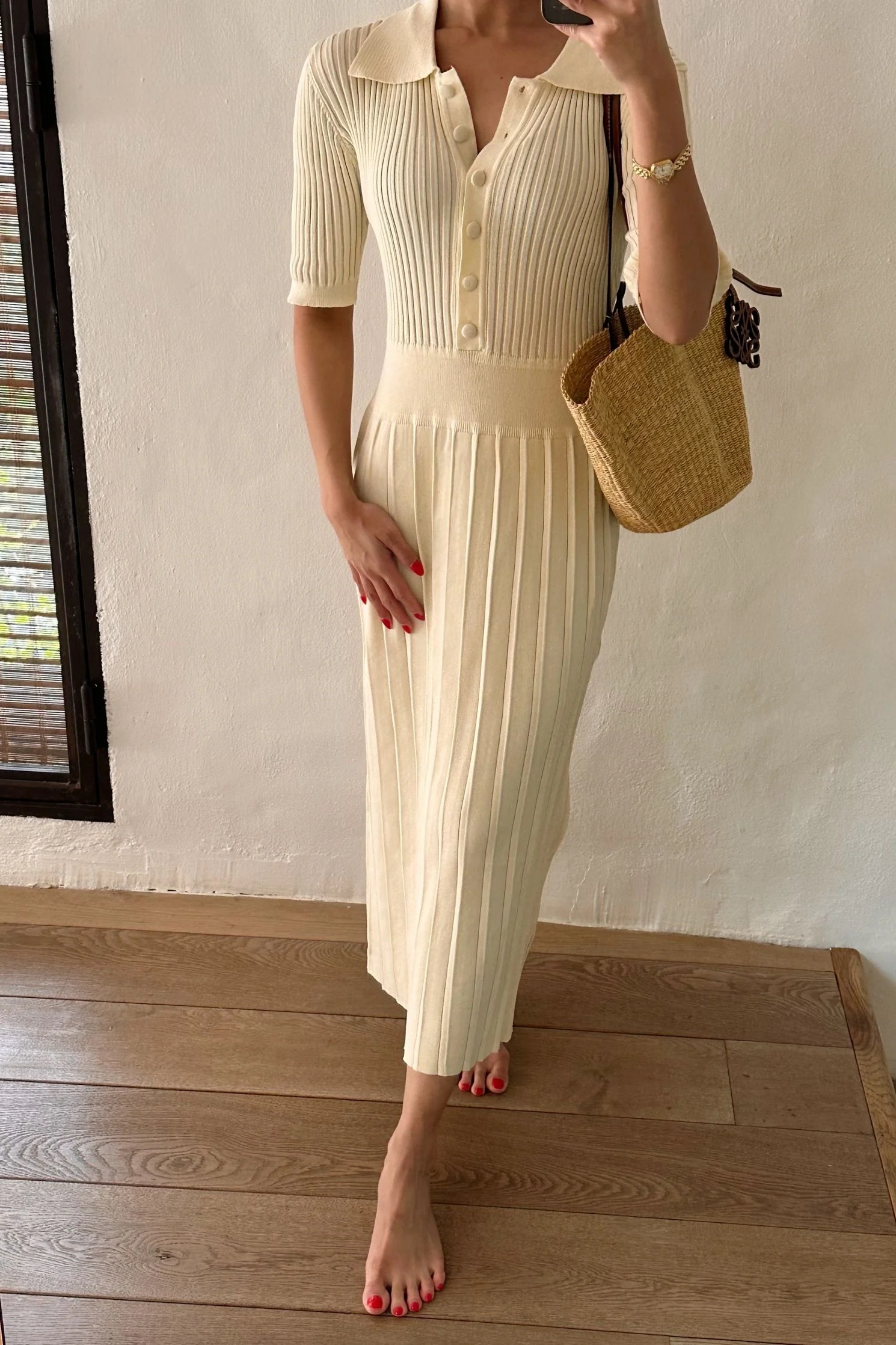 Jean Knit Dress in Pastel Yellow - Image 7