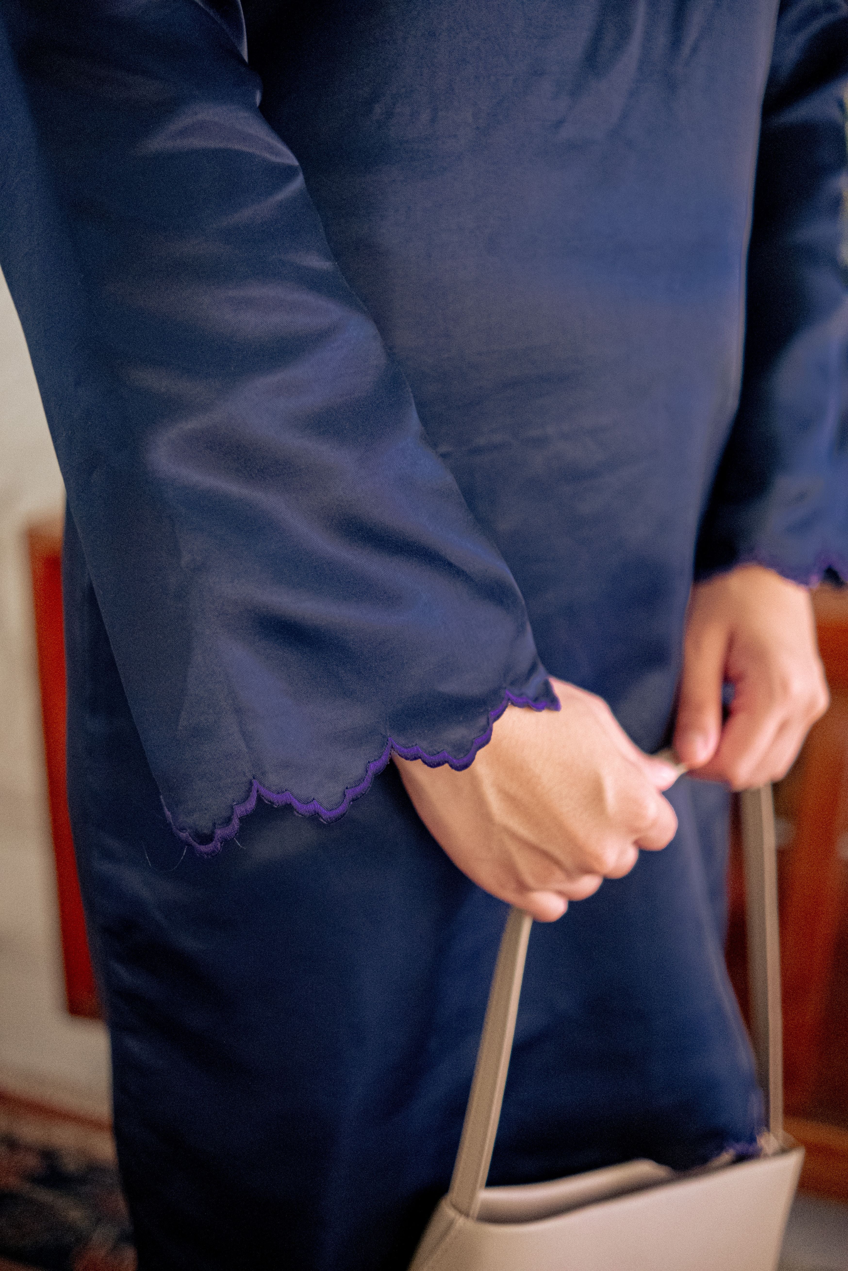 Kurung Panjang Orked in Navy Blue - Image 4