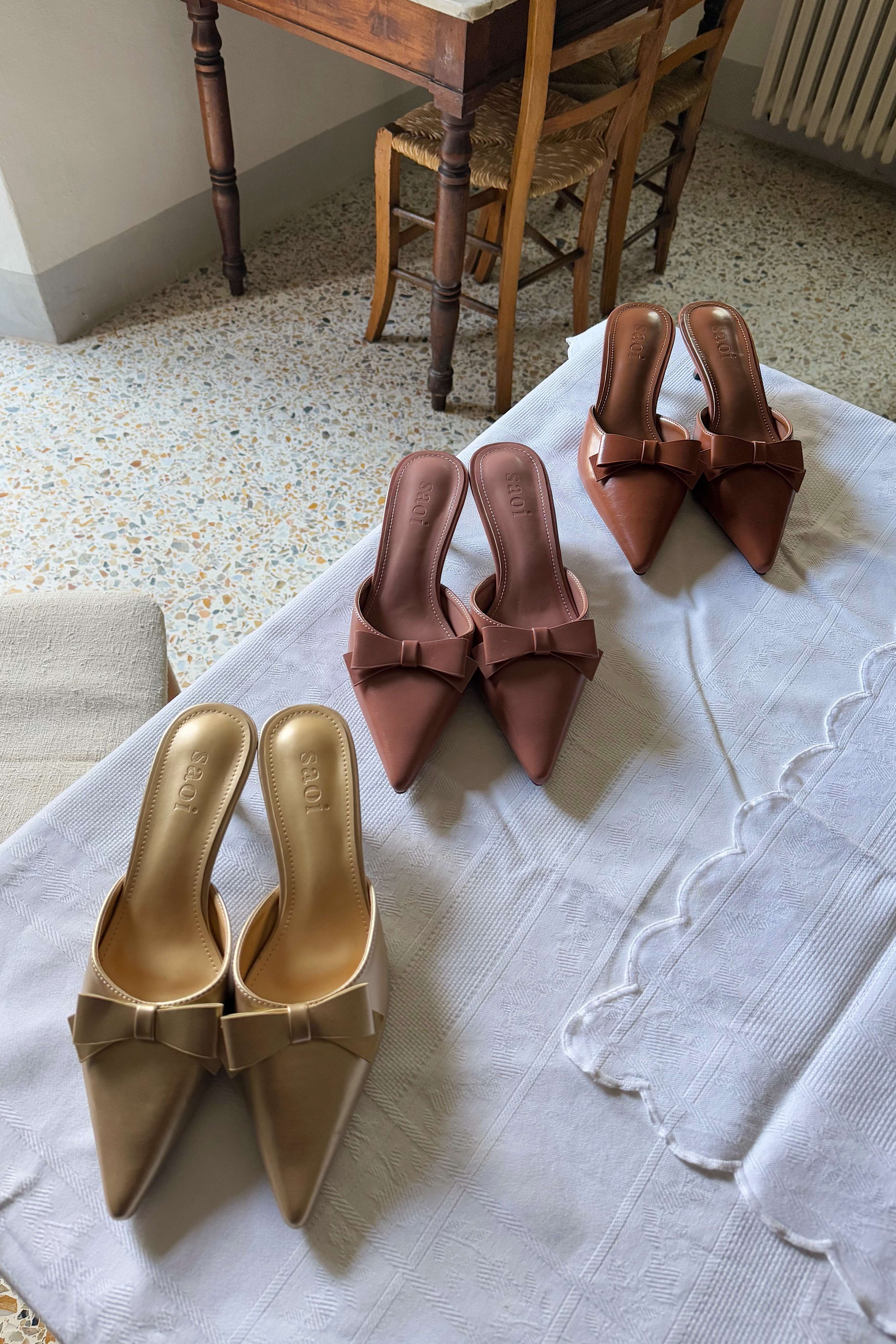 Lilo Bow Kitten Heels in Saffron Gold - Image 5