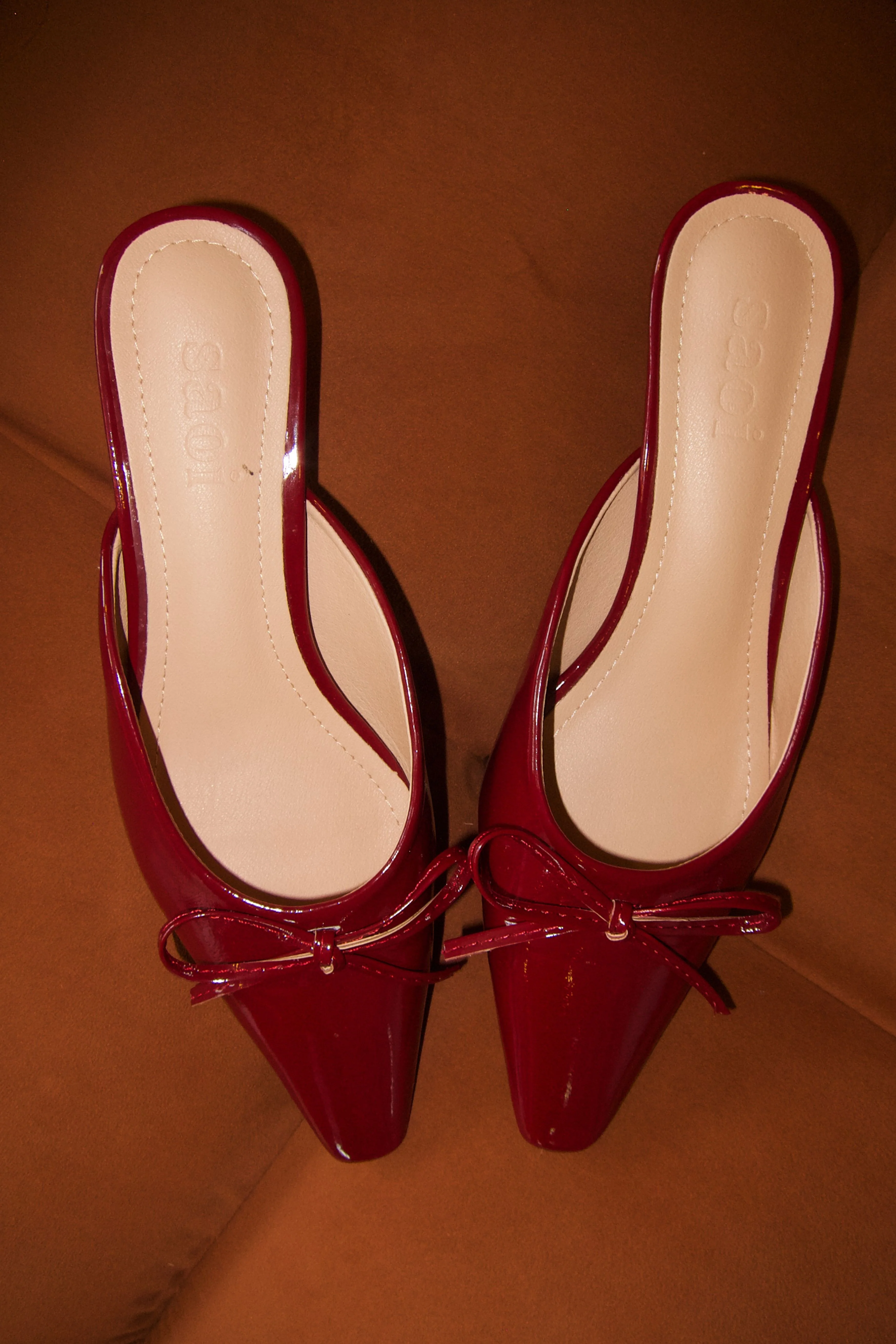 Lola Kitten Heels in Burgundy Maroon - Image 3