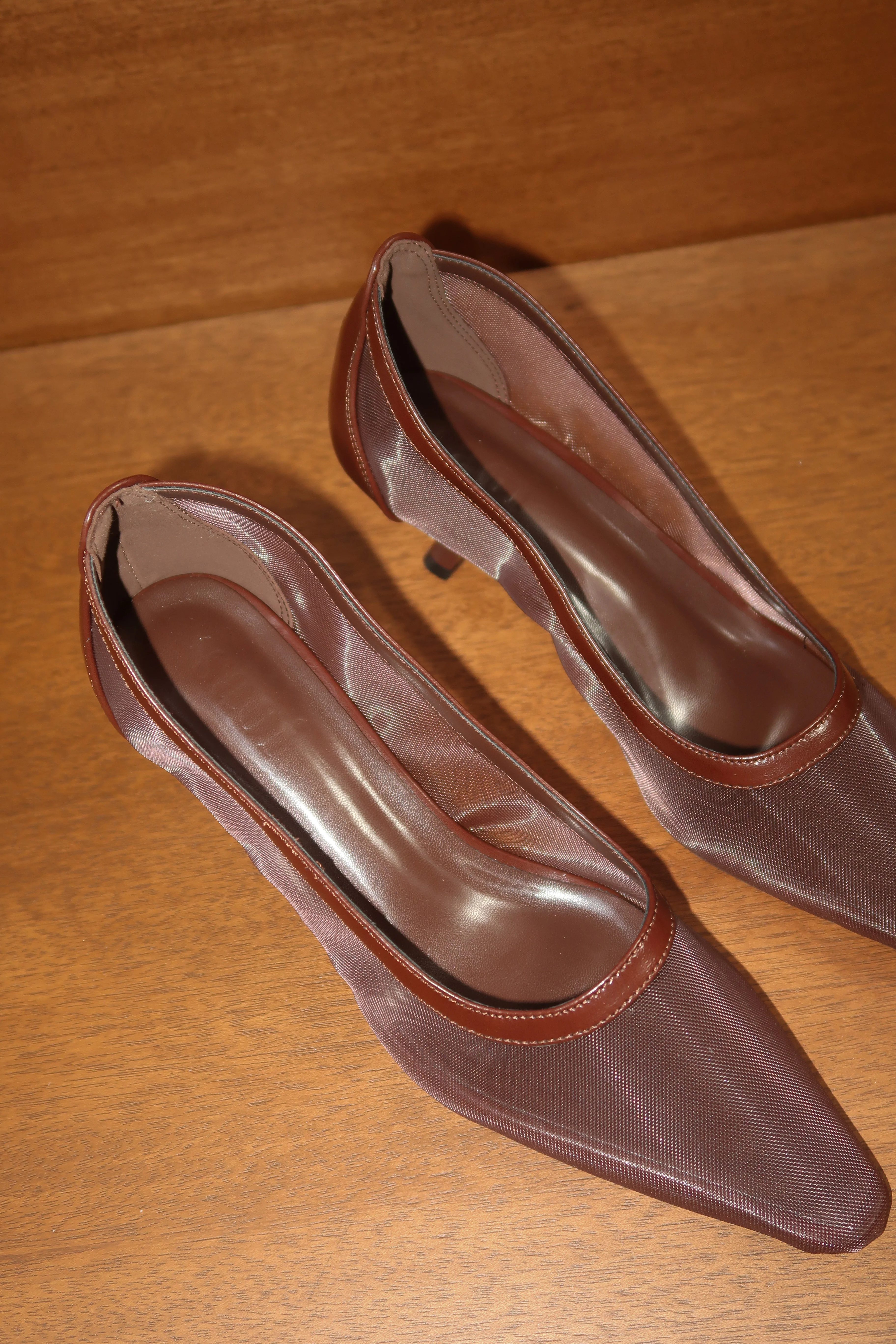 Lucy Mesh Heels in Espresso - Image 3