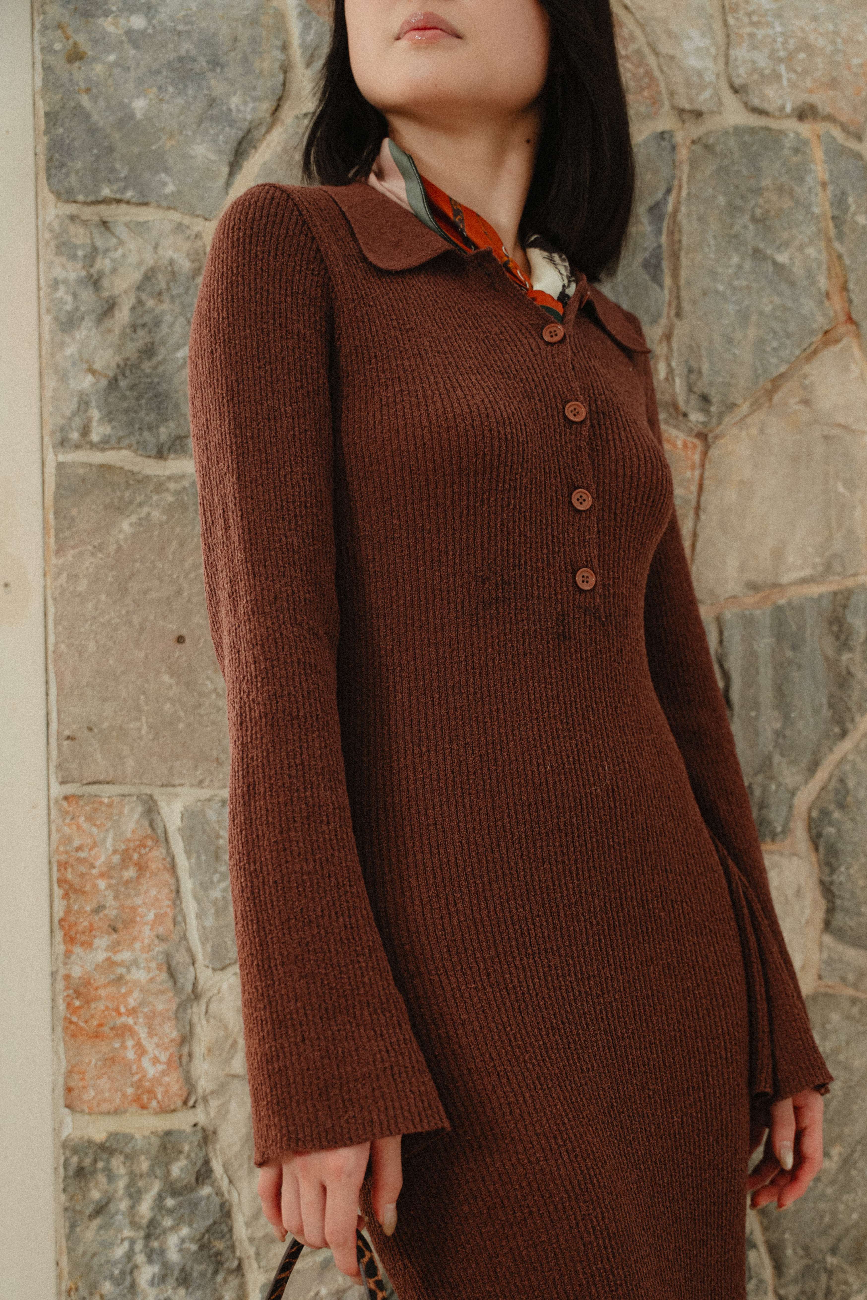Melrose Knit Dress in Cocoa Bean - Image 3