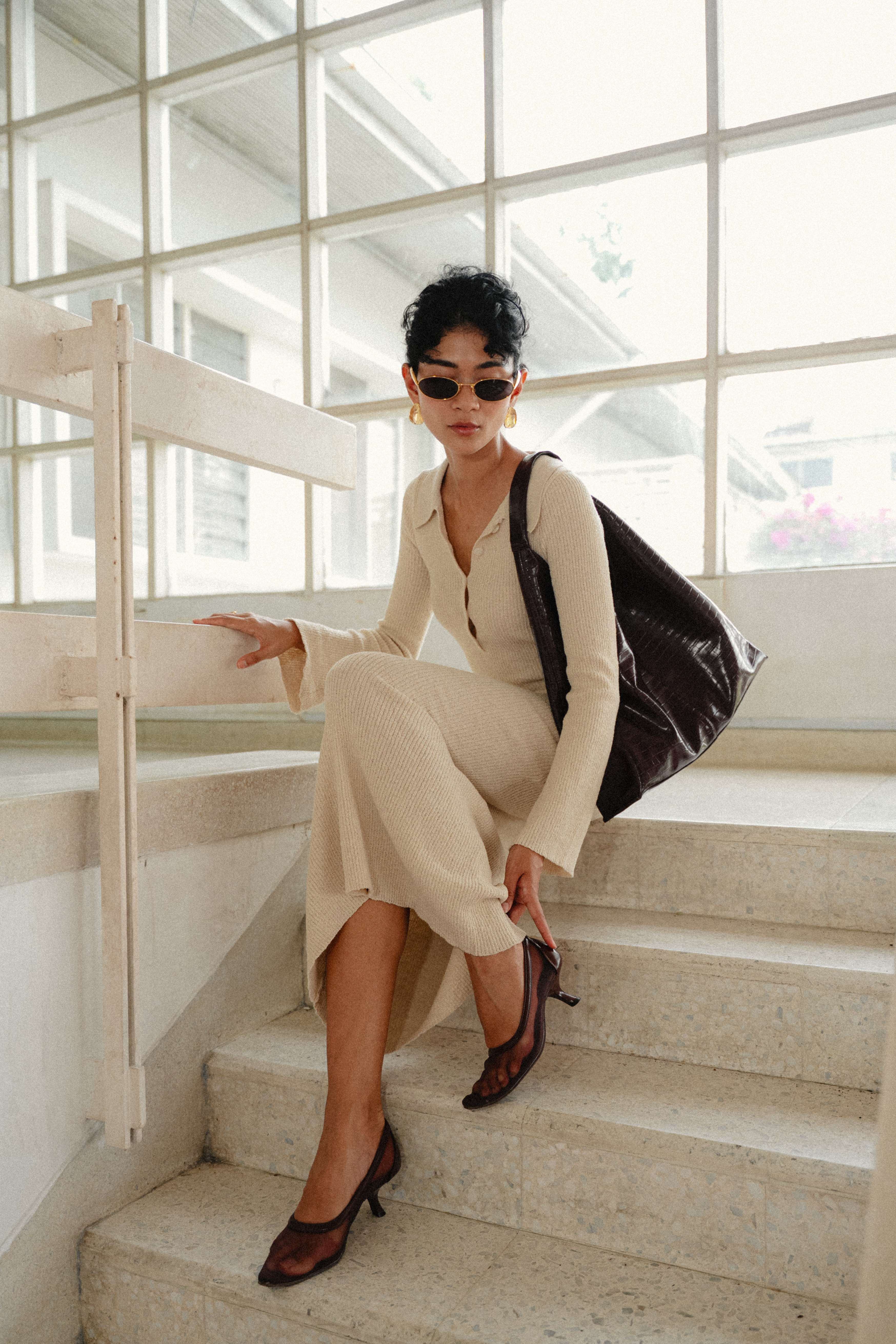 Melrose Knit Dress in Crème - Image 4