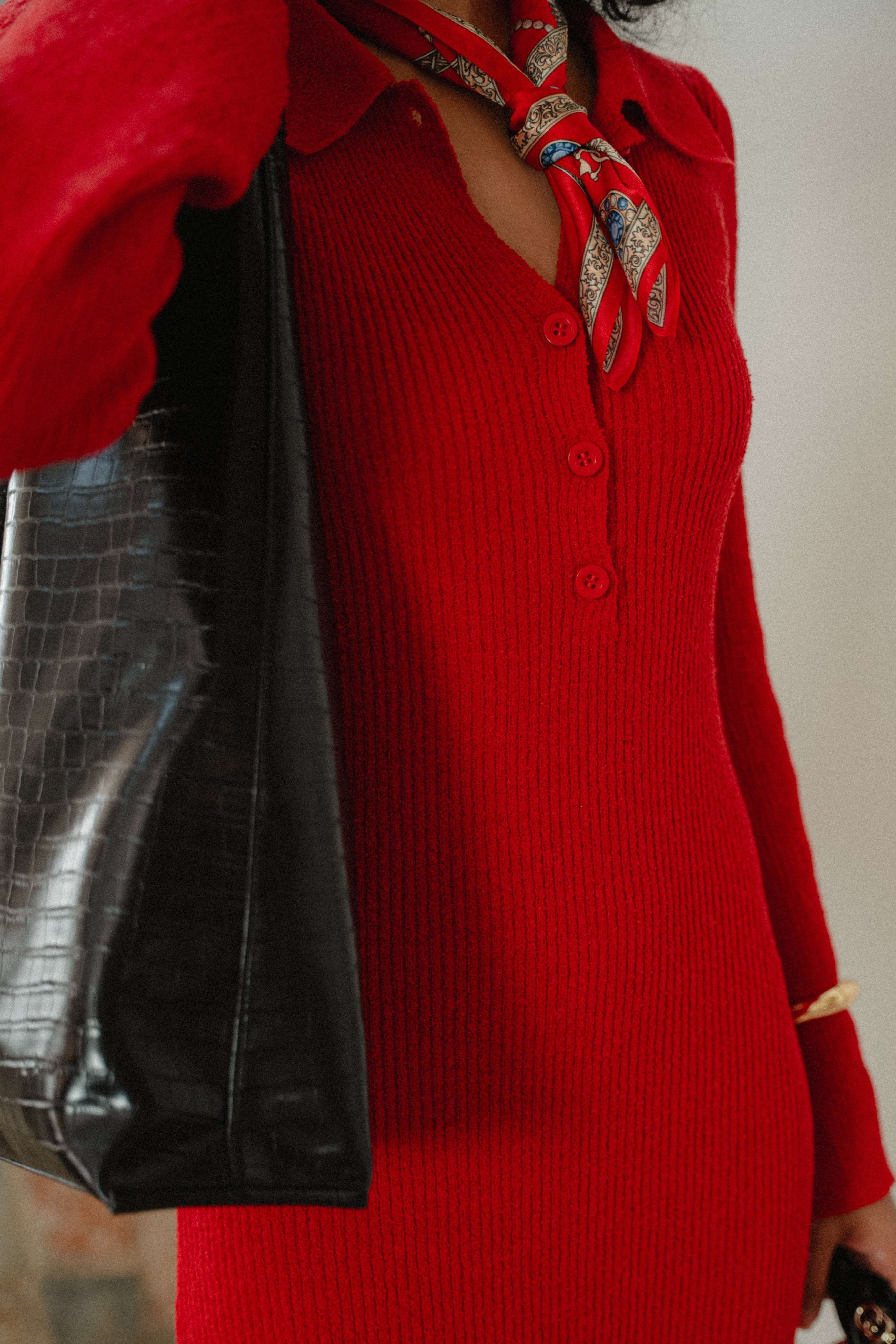 Melrose Knit Dress in Rouge Red - Image 5