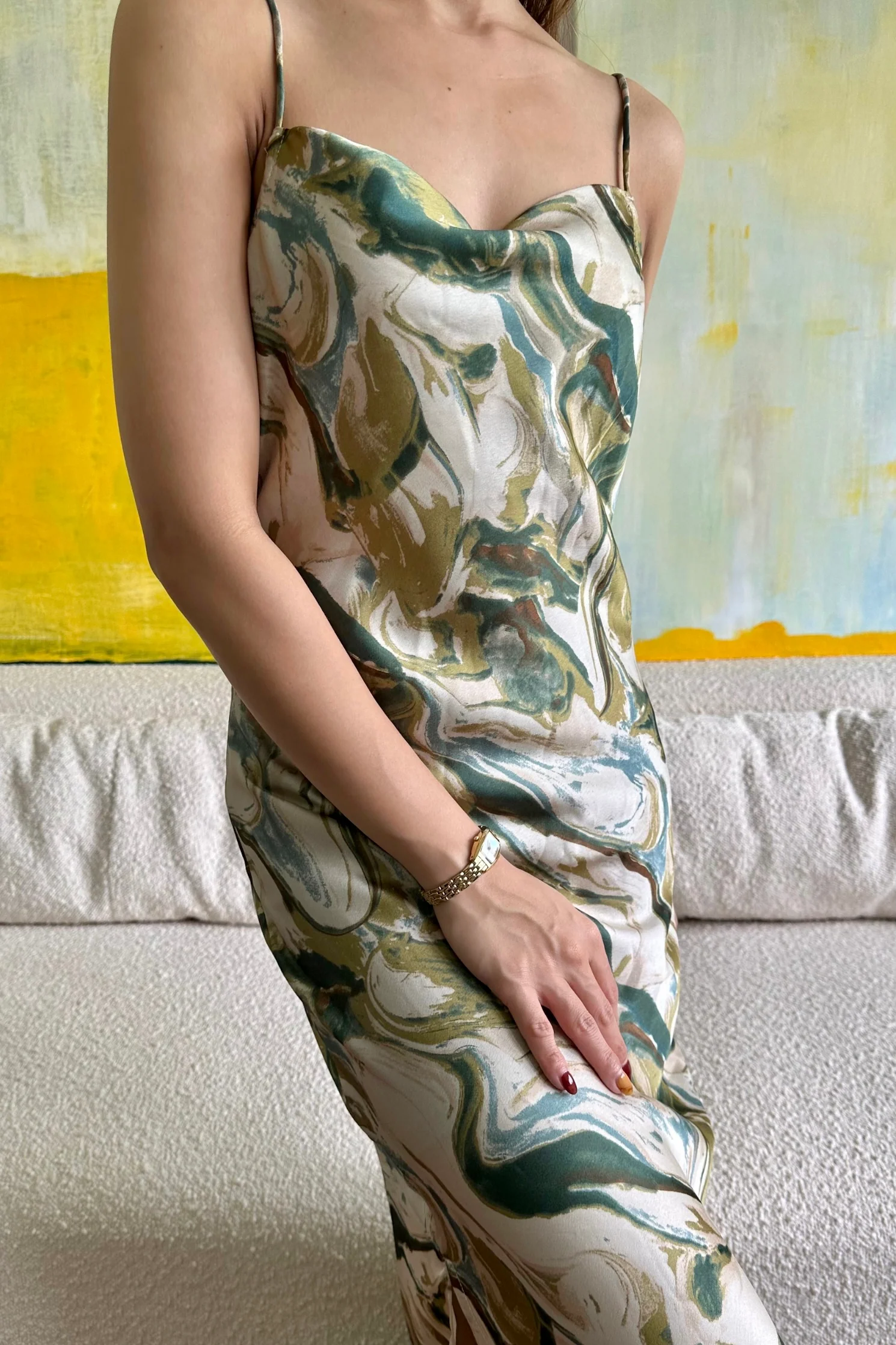 Palermo Slip Dress in Eden Green - Image 4