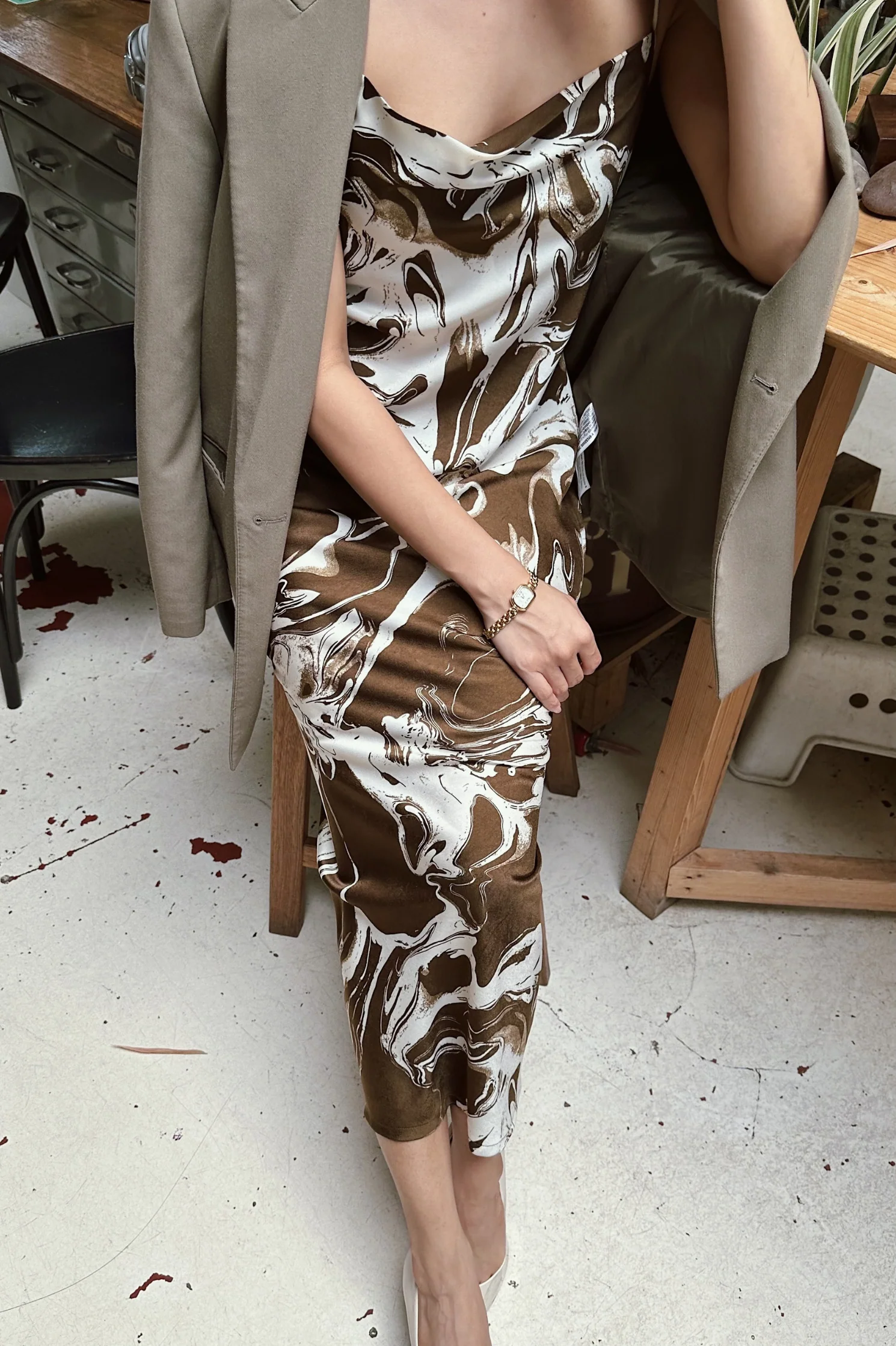 Palermo Slip Dress in Sicily Brown - Image 3
