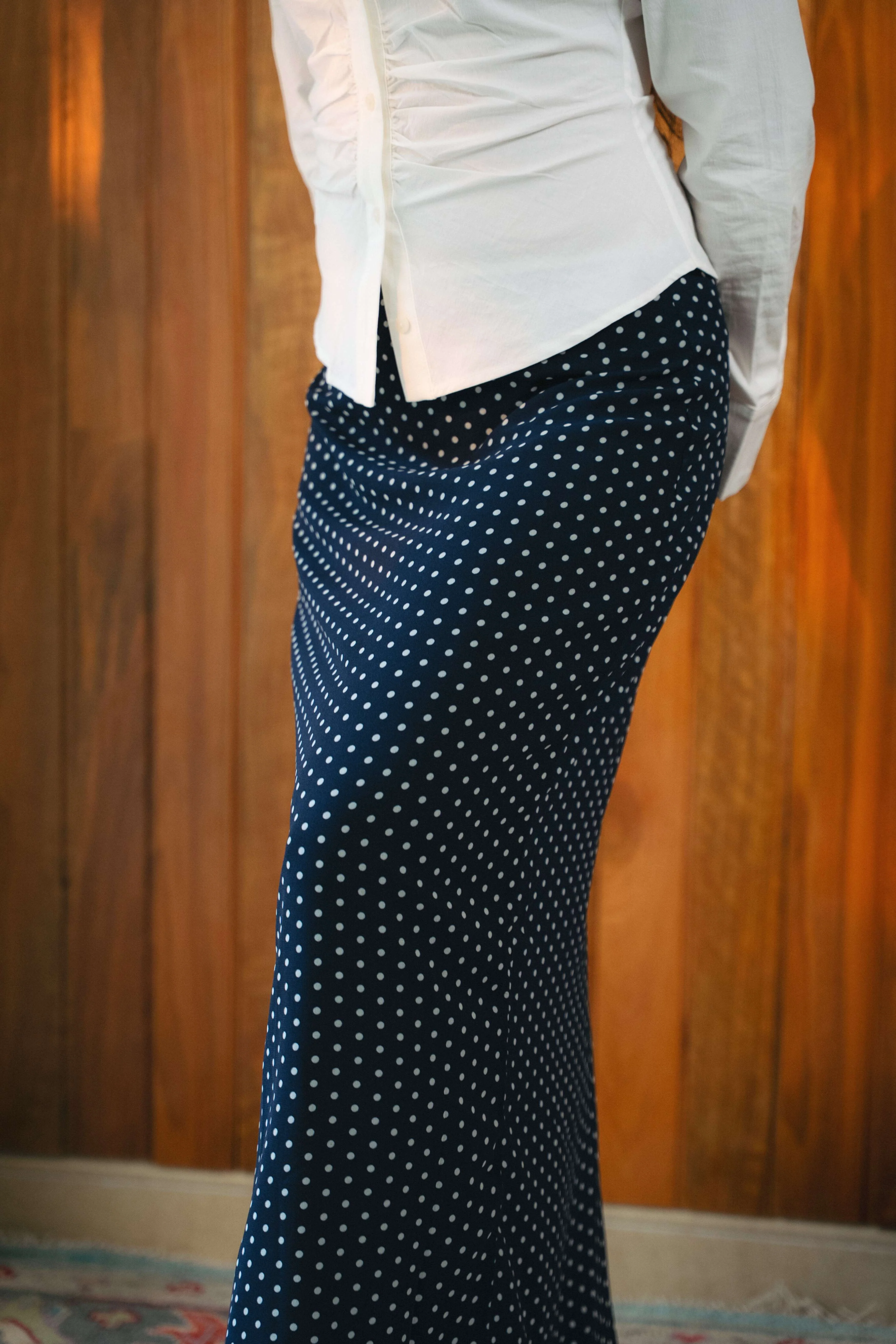 Polka Chiffon Skirt in Midnight Blue - Image 3