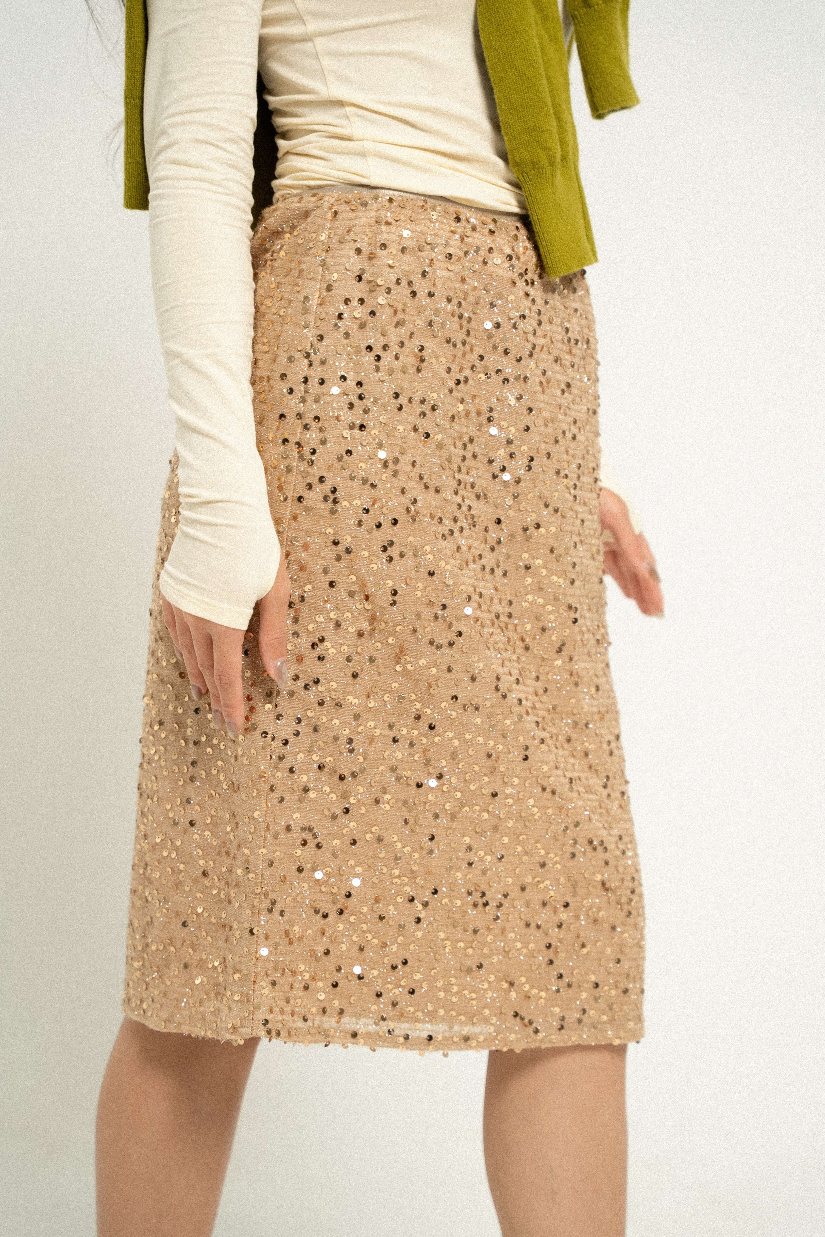 Sequin Skirt in Gold Souk - Image 3