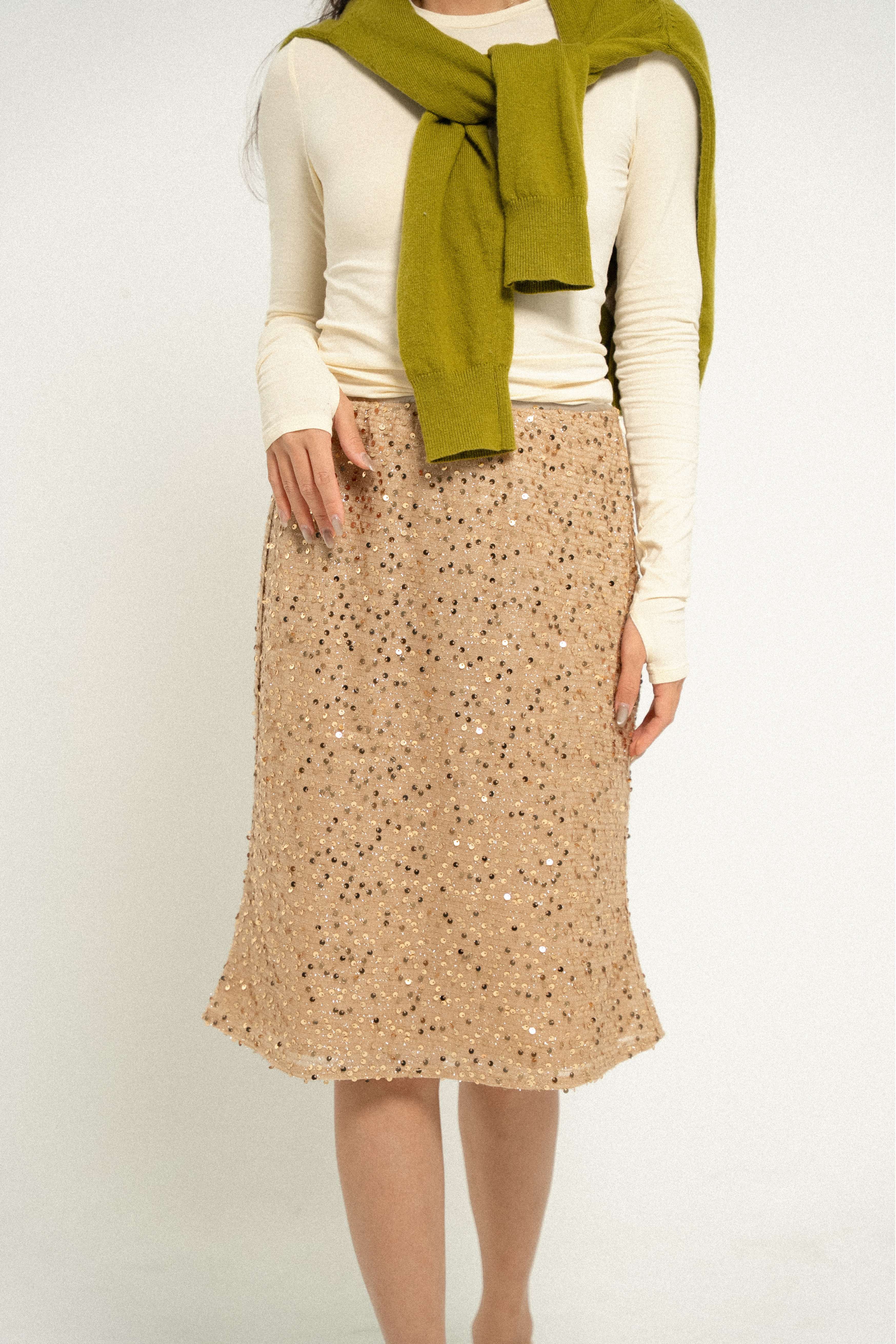 Sequin Skirt in Gold Souk - Image 5